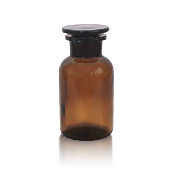 Apothekerflasche 250 ml mit Glasstopfen - Weithals braun
