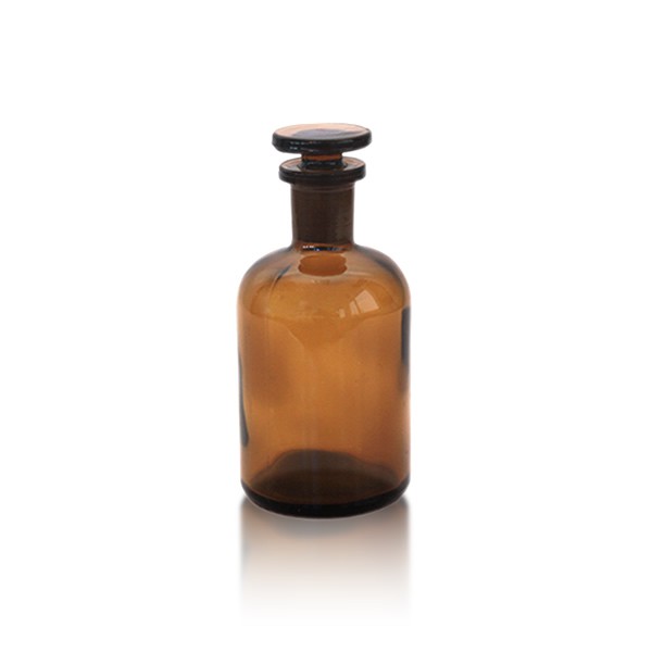 Apothekerflasche 100 ml mit Glasstopfen - Enghals braun